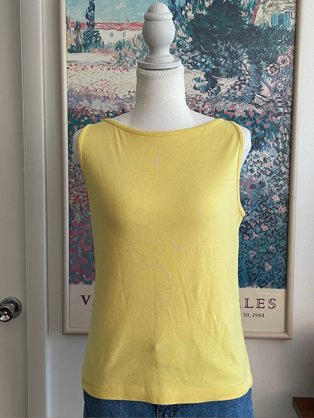 Brooks Brothers Yellow Cotton Sleeveless Tank Top L Boatneck Preppy Summer
